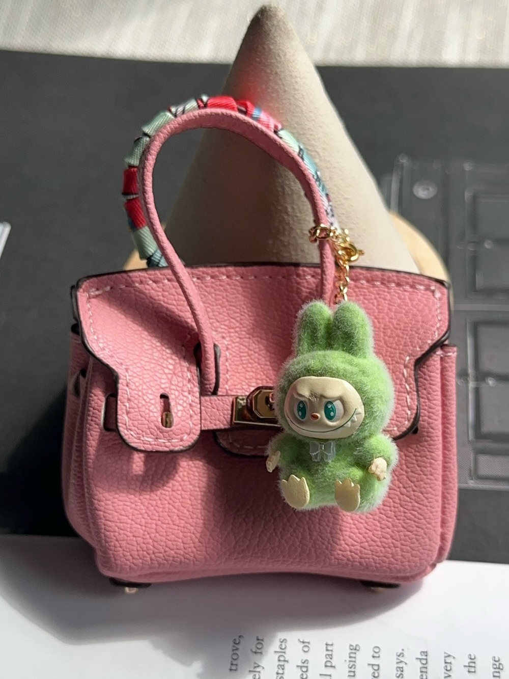 Brown BK AirPods Bag Charm Miniature with Doll